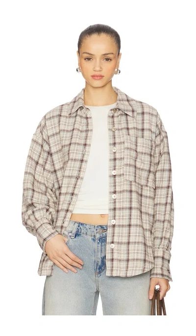 Free People X We The Free Ashley Plaid Shirt In Gold