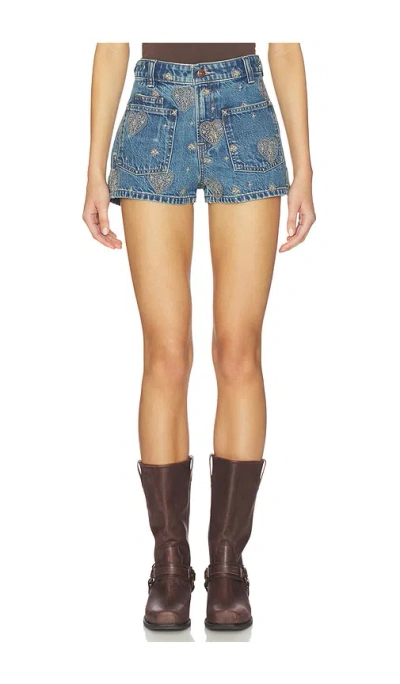 Free People X We The Free Bettie Embroidered Short In Blue