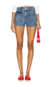 Free People Bettie Sailor Patch Pocket Denim Shorts In Blue