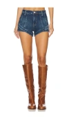 Free People X We The Free Crvy Mona High Rise Shorts In Bombay Blue