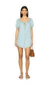 Free People X We The Free Daisy Denim Babydoll Romper In August Blue
