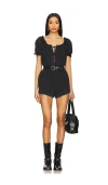 Free People X We The Free Daisy Denim Babydoll Romper In Black