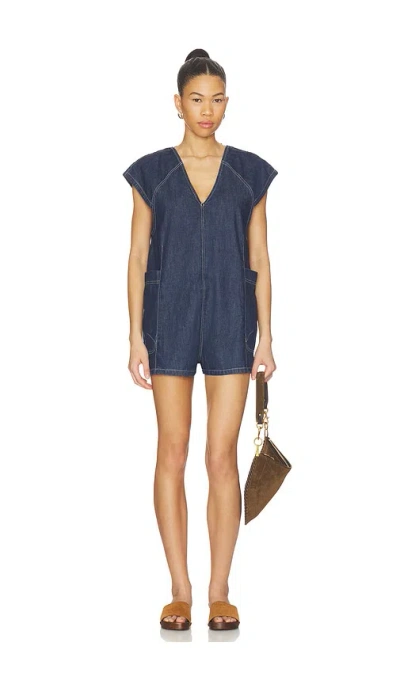 Free People X We The Free Free Fall Denim Romper In Blue
