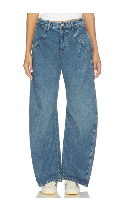 Free People X We The Free Golden Hour Low Rise Trouser In Blue