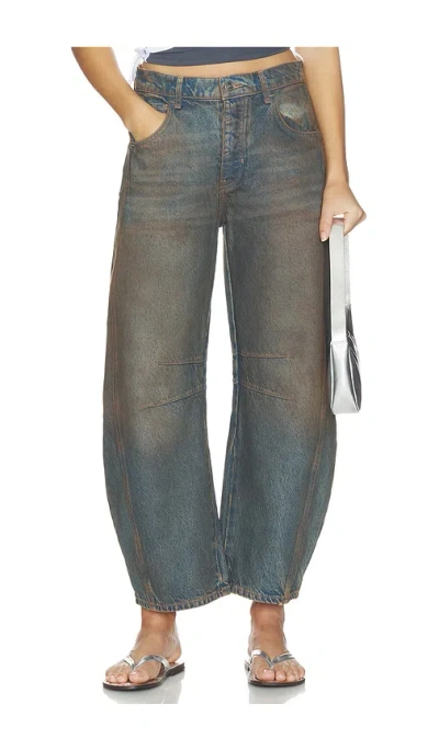 Free People X We The Free Good Luck Mid Rise Barrel In Blue