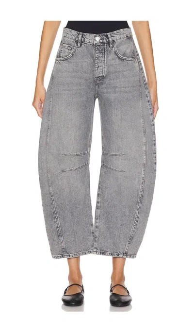Free People X We The Free Good Luck Mid Rise Barrel In Falcon Grey