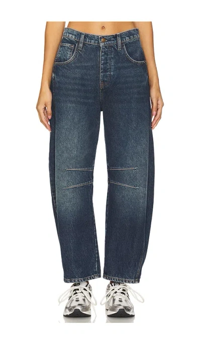 Free People X We The Free Good Luck Mid Rise Barrel Jeans In Deep End