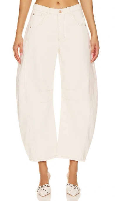 Free People X We The Free Good Luck Mid Rise Barrel Jeans In White