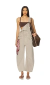 Free People Good Luck Barrel Leg Denim Overalls