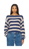 Free People Into The Blue Stripe Crop Sweater In Blue