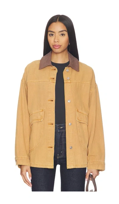 Free People X We The Free Lemon Denim Jacket In Orange