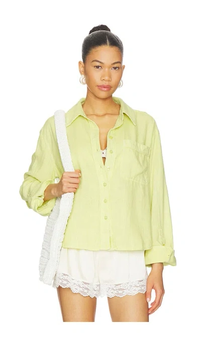 Free People X We The Free Linen Laurel Top In Green