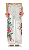 Free People Lost And Found High Waist Patch Detail Railroad Stripe Jeans In Multi