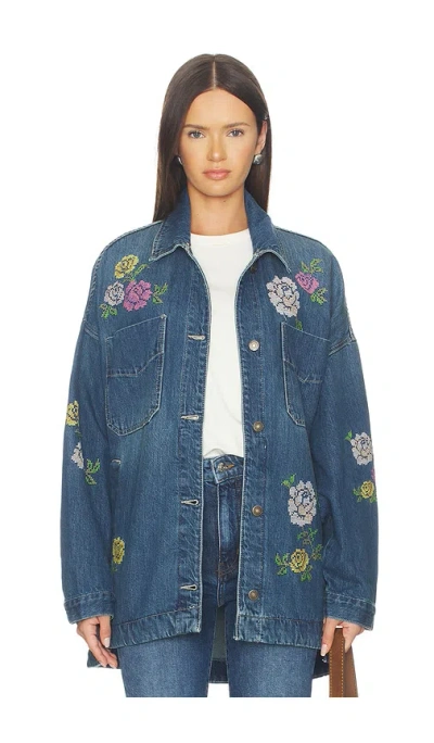 Free People X We The Free Madison City Embroidered Jacket In Blue