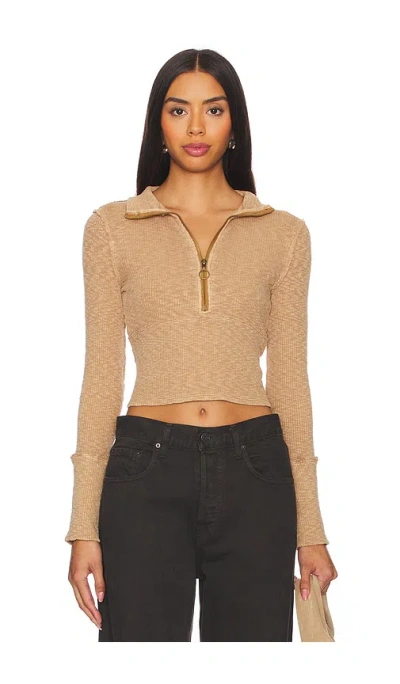 Free People X We The Free Midnight Half Zip Sweater In Tan