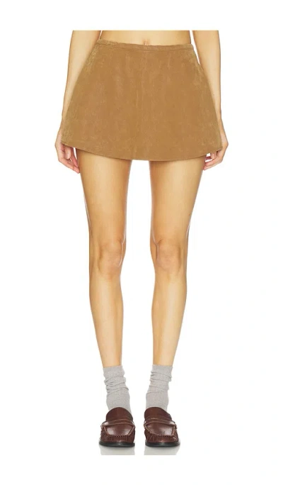Free People X We The Free Paradise Found Suede Skirt In Brown