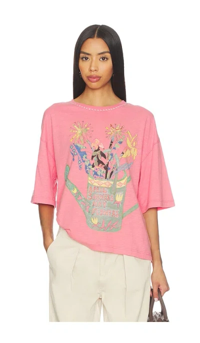 Free People In Spring Cotton Graphic T-shirt In Pink