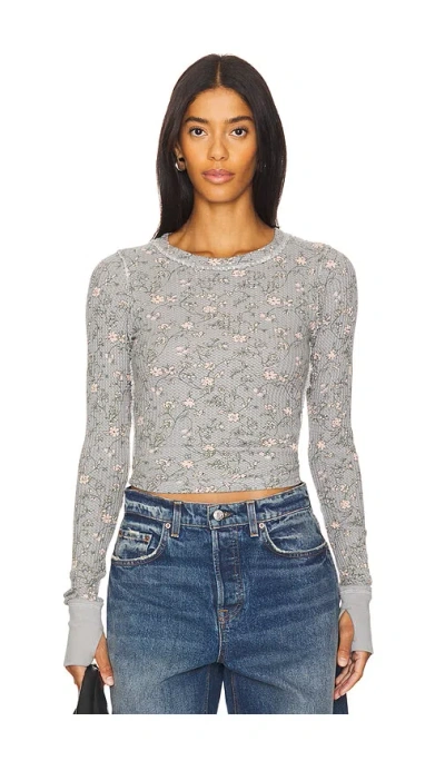 Free People X We The Free Pretty Little Thermal Top In Sage Combo