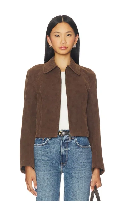 Free People X We The Free River Faux Suede Jacket In Brown