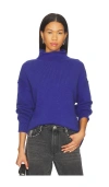 Free People X We The Free Torres Rolls Neck Sweater In Blue