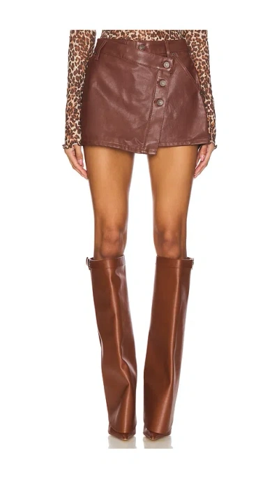 Free People X We The Free Wynne Faux Leather Skirt In Brown