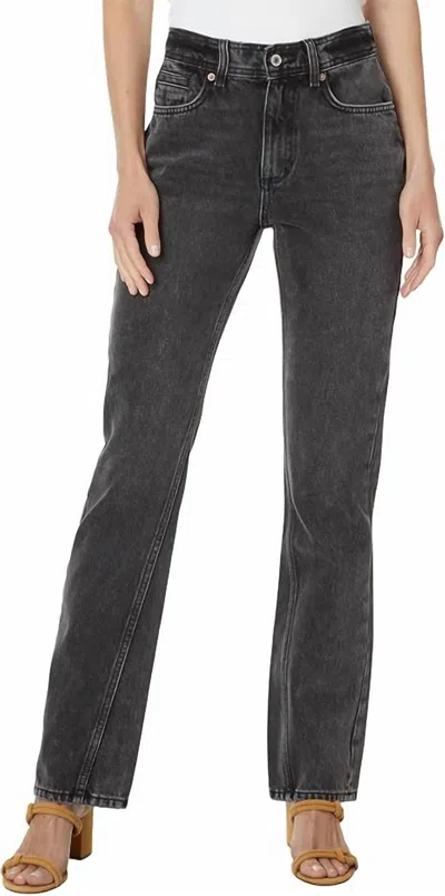 Free People Xena High Rise Slim Straight Jeans In Dark Knight In Gray