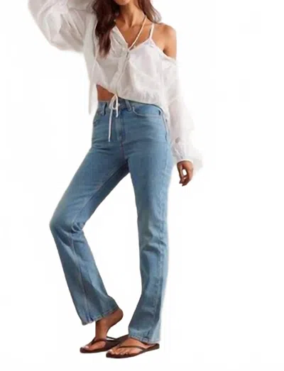 Free People Xena High Rise Slim Straight Jeans In Union Blue