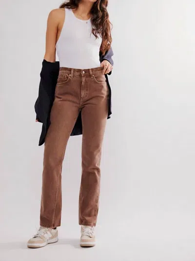 Free People Xena Slim Straight Jeans In Chocolate Mousse