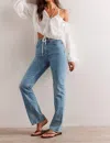 Shop Free People Xena Slim Straight Jeans In Union Blue In Multi