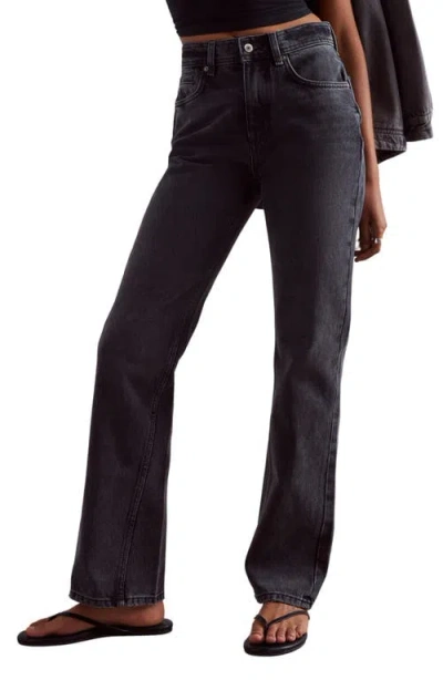 Free People Xena Slim Straight Nonstretch Denim Jeans In Black