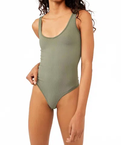 Free People Xyz Recycled Bodysuit In Army In Green