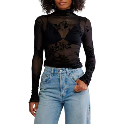 Free People You Decide Lace Mesh Top In Black
