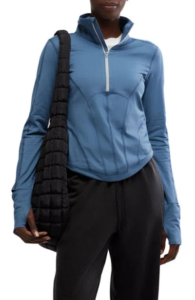 Free People You're A Peach Half Zip Jacket In Skyline