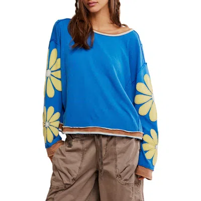 Free People You're A Star Cotton Knit Top In Blue