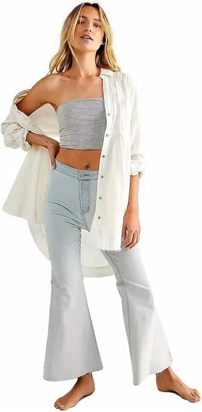 Free People Youthquake Crop Flare Jeans In Bleach Out In Gray