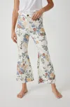FREE PEOPLE YOUTHQUAKE PRINTED CROP FLARE JEANS IN IVOR COMBO