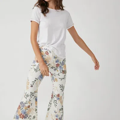 Free People Youthquake Printed Crop Flare Jeans In White