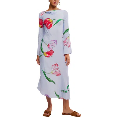 Free People Zadie Tulip Print Long Sleeve Maxi Dress In Black