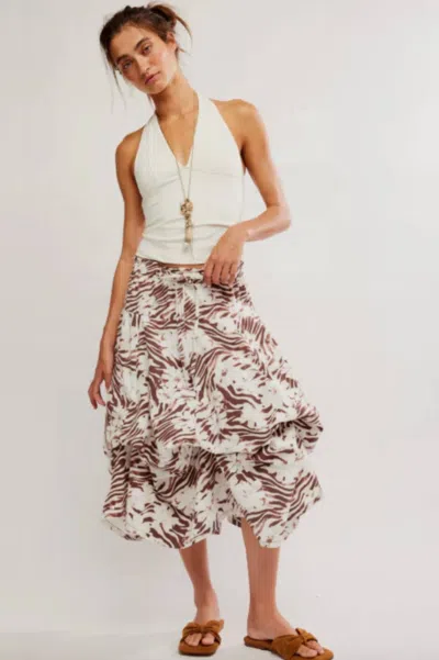 Free People Zephyr Bustle Convertible Skirt In Chocolate Combo In Multi