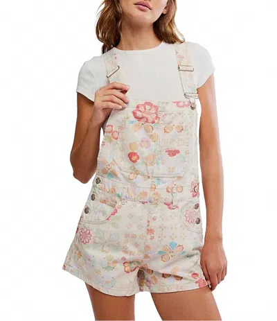 Free People Ziggy Printed Shortalls In Sun Drenched Combo In Pink