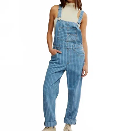 Free People Ziggy Striped Overall Romper In Beachcomber In Blue