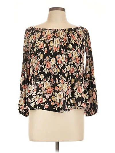 Pre-owned Free Press 3/4 Sleeve Blouse In Black
