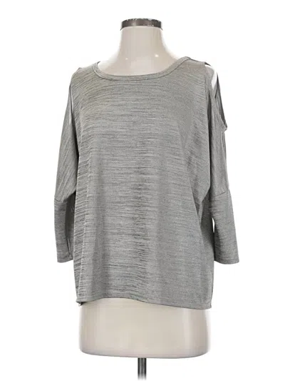 Pre-owned Free Press 3/4 Sleeve Top Gray Metallic Pattern Boatneck Tops