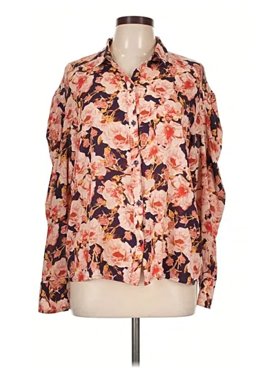 Pre-owned Free Press Long Sleeve Blouse In Orange