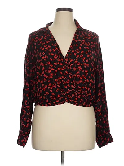 Pre-owned Free Press Long Sleeve Blouse In Red