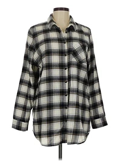 Pre-owned Free Press Long Sleeve Button Down Shirt In Gray