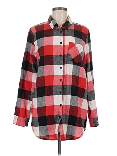 Pre-owned Free Press Long Sleeve Button Down Shirt In Red