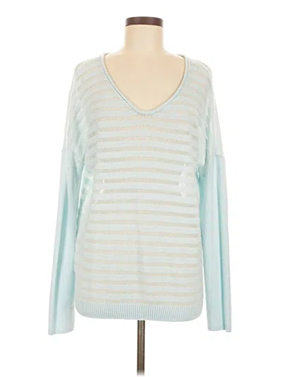 Pre-owned Free Press Long Sleeve Top Blue V-neck Tops