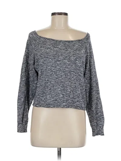 Pre-owned Free Press Long Sleeve Top Gray Boatneck Tops