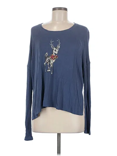 Pre-owned Free Press Long Sleeve T-shirt In Blue